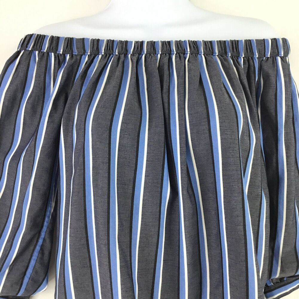 Express Reversible Top Women XS Red White Blue Stripe Off the Shoulder Patriotic - Picture 4 of 13